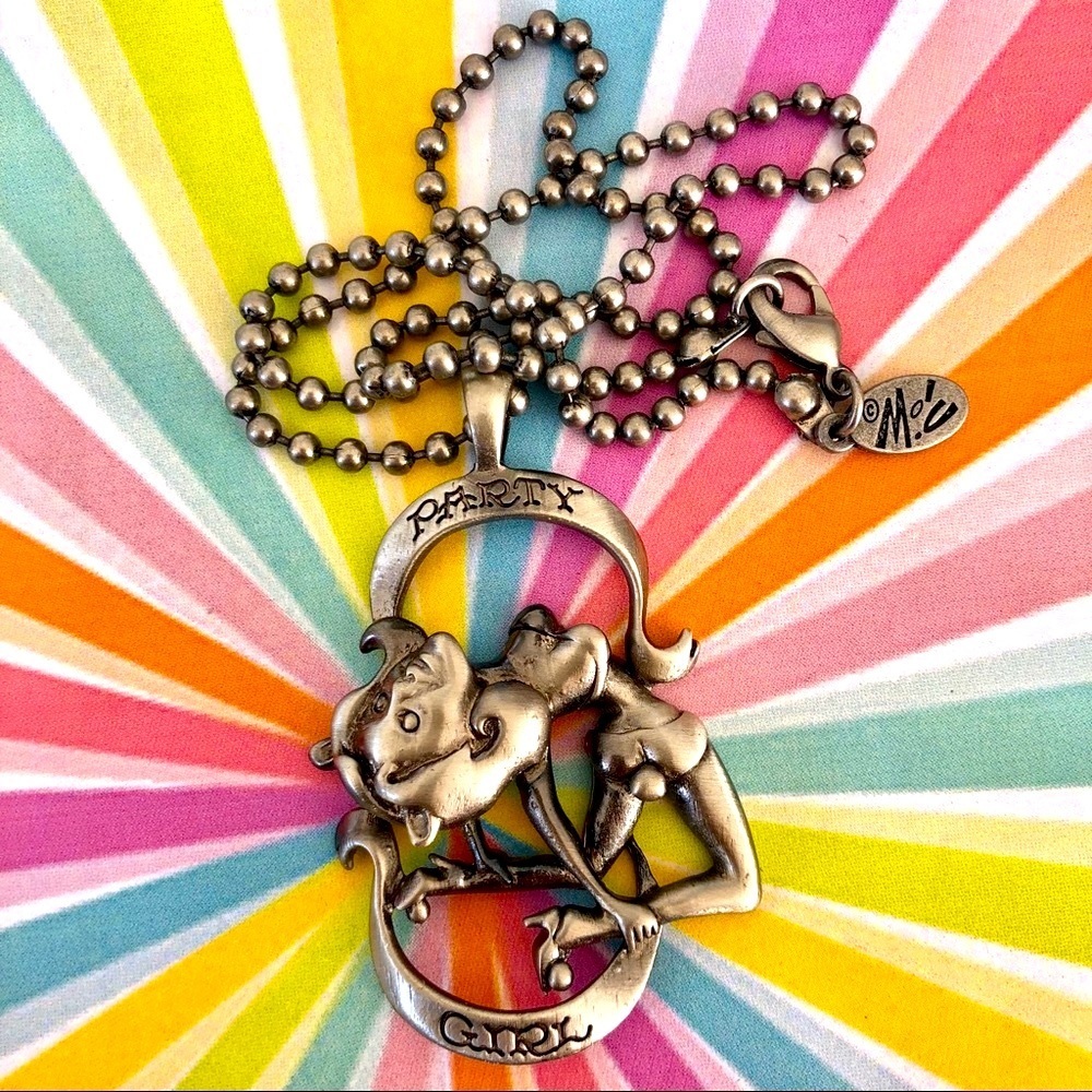 Party Girl pendant necklace in Gunmetal finish NEW